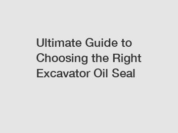 Ultimate Guide to Choosing the Right Excavator Oil Seal