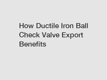 How Ductile Iron Ball Check Valve Export Benefits