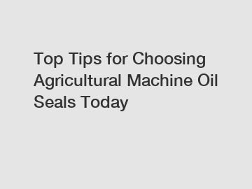 Top Tips for Choosing Agricultural Machine Oil Seals Today