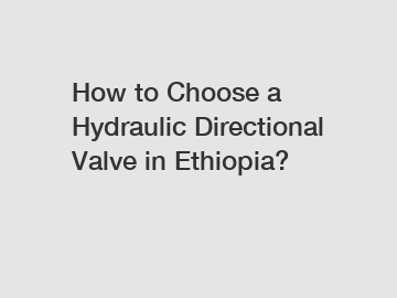 How to Choose a Hydraulic Directional Valve in Ethiopia?