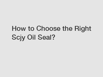 How to Choose the Right Scjy Oil Seal?