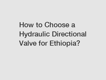 How to Choose a Hydraulic Directional Valve for Ethiopia?