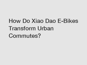 How Do Xiao Dao E-Bikes Transform Urban Commutes?