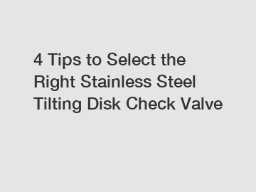 4 Tips to Select the Right Stainless Steel Tilting Disk Check Valve