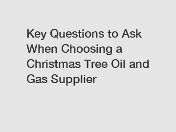 Key Questions to Ask When Choosing a Christmas Tree Oil and Gas Supplier