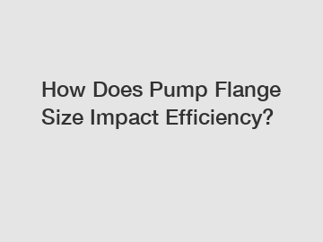 How Does Pump Flange Size Impact Efficiency?