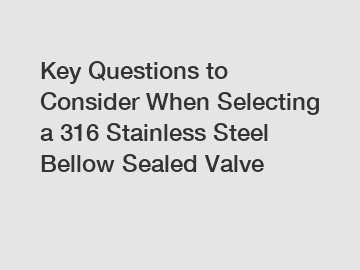 Key Questions to Consider When Selecting a 316 Stainless Steel Bellow Sealed Valve Key Questions to Consider When Selecting a 316 Stainless Steel Bellow Sealed Valve