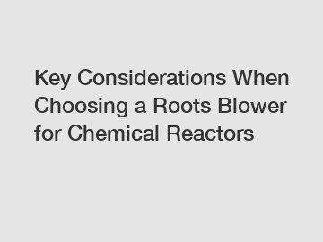 Key Considerations When Choosing a Roots Blower for Chemical Reactors