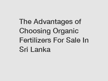 The Advantages of Choosing Organic Fertilizers For Sale In Sri Lanka