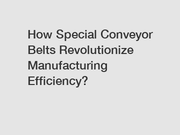 How Special Conveyor Belts Revolutionize Manufacturing Efficiency?