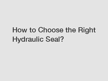 How to Choose the Right Hydraulic Seal?