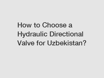 How to Choose a Hydraulic Directional Valve for Uzbekistan?