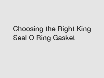 Choosing the Right King Seal O Ring Gasket