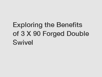 Exploring the Benefits of 3 X 90 Forged Double Swivel