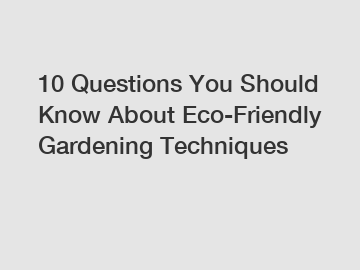 10 Questions You Should Know About Eco-Friendly Gardening Techniques