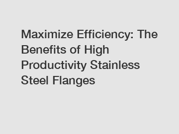 Maximize Efficiency: The Benefits of High Productivity Stainless Steel Flanges
