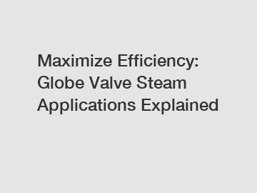 Maximize Efficiency: Globe Valve Steam Applications Explained