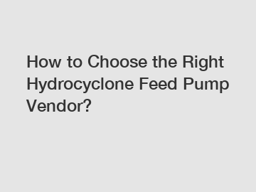 How to Choose the Right Hydrocyclone Feed Pump Vendor?