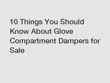 10 Things You Should Know About Glove Compartment Dampers for Sale