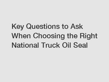 Key Questions to Ask When Choosing the Right National Truck Oil Seal
