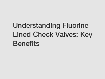 Understanding Fluorine Lined Check Valves: Key Benefits