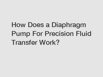 How Does a Diaphragm Pump For Precision Fluid Transfer Work?