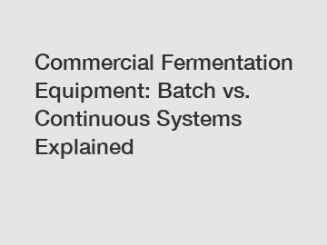 Commercial Fermentation Equipment: Batch vs. Continuous Systems Explained