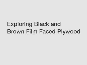 Exploring Black and Brown Film Faced Plywood