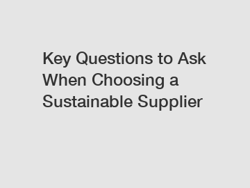 Key Questions to Ask When Choosing a Sustainable Supplier