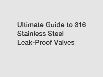 Ultimate Guide to 316 Stainless Steel Leak-Proof Valves