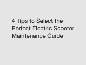 4 Tips to Select the Perfect Electric Scooter Maintenance Guide