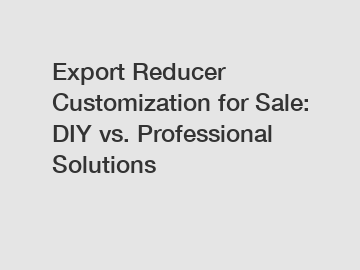 Export Reducer Customization for Sale: DIY vs. Professional Solutions