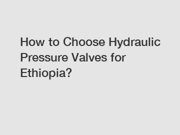 How to Choose Hydraulic Pressure Valves for Ethiopia?