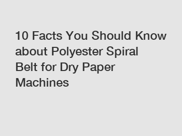 10 Facts You Should Know about Polyester Spiral Belt for Dry Paper Machines