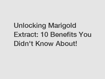 Unlocking Marigold Extract: 10 Benefits You Didn't Know About!