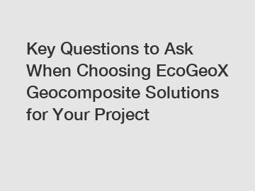 Key Questions to Ask When Choosing EcoGeoX Geocomposite Solutions for Your Project