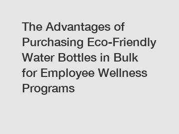 The Advantages of Purchasing Eco-Friendly Water Bottles in Bulk for Employee Wellness Programs