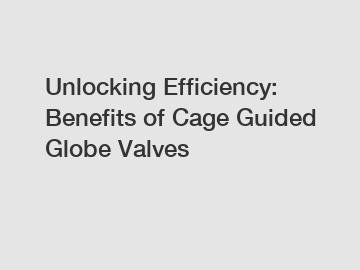 Unlocking Efficiency: Benefits of Cage Guided Globe Valves