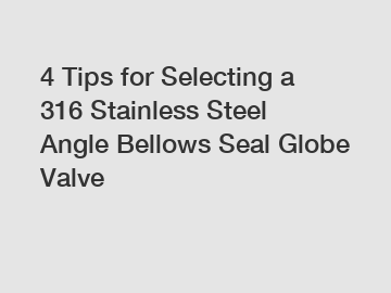 4 Tips for Selecting a 316 Stainless Steel Angle Bellows Seal Globe Valve