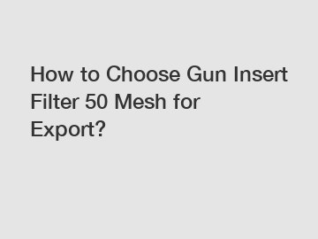 How to Choose Gun Insert Filter 50 Mesh for Export?