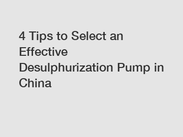 4 Tips to Select an Effective Desulphurization Pump in China