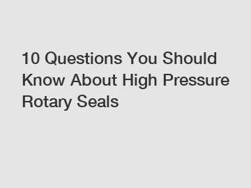 10 Questions You Should Know About High Pressure Rotary Seals