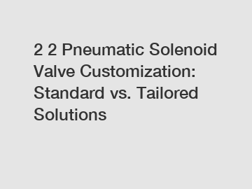 2 2 Pneumatic Solenoid Valve Customization: Standard vs. Tailored Solutions
