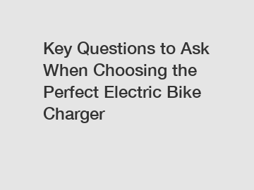 Key Questions to Ask When Choosing the Perfect Electric Bike Charger