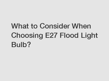 What to Consider When Choosing E27 Flood Light Bulb?