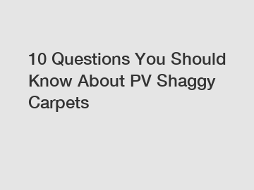 10 Questions You Should Know About PV Shaggy Carpets