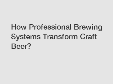How Professional Brewing Systems Transform Craft Beer?