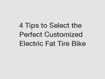 4 Tips to Select the Perfect Customized Electric Fat Tire Bike