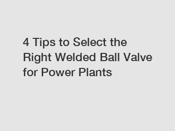 4 Tips to Select the Right Welded Ball Valve for Power Plants