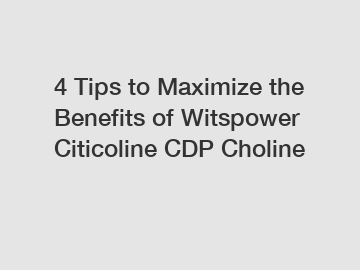 4 Tips to Maximize the Benefits of Witspower Citicoline CDP Choline